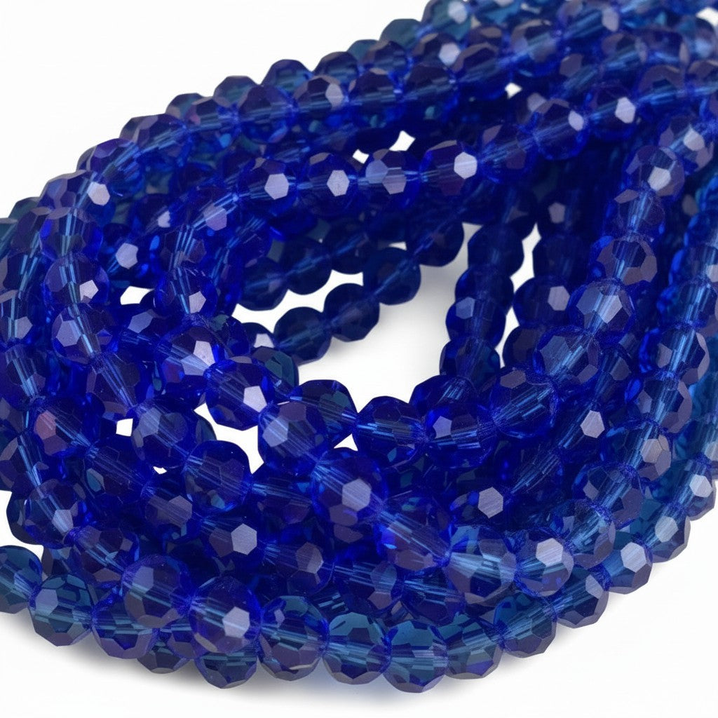 Strand of Glass Deep Blue Beads Size 8mm