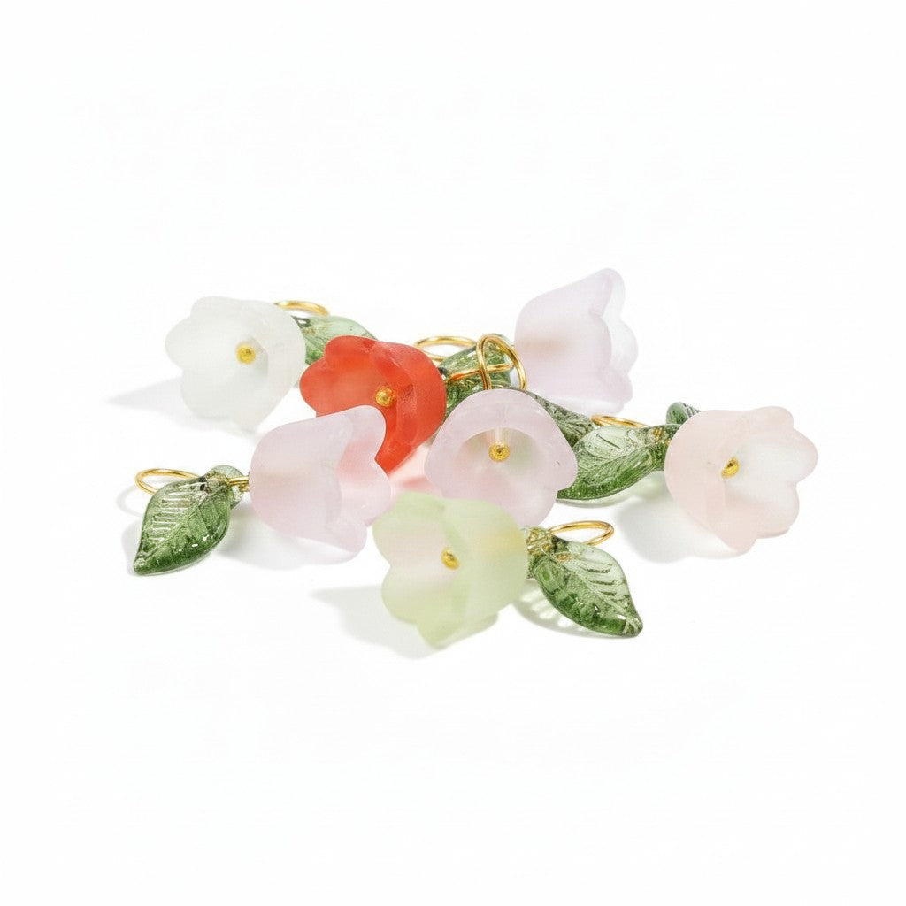 Frosted Acrylic Mixed Flower Charms - Pack of 10