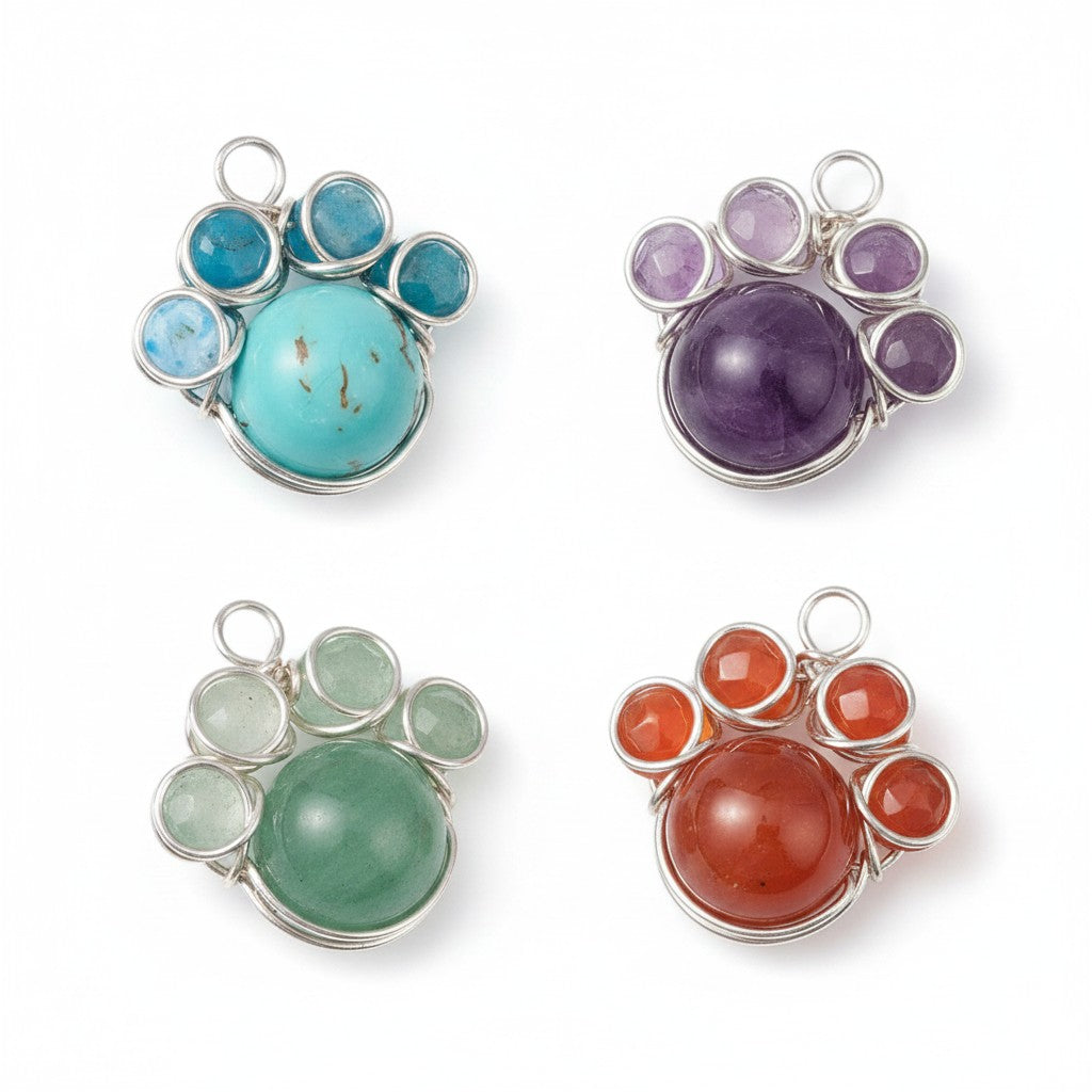 Paw Print Gemstone Pendants