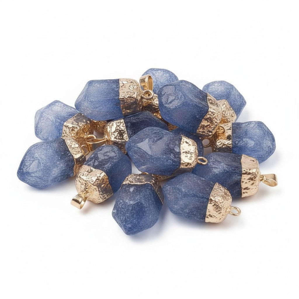 Quartz Crystal Pendant with Golden Tone