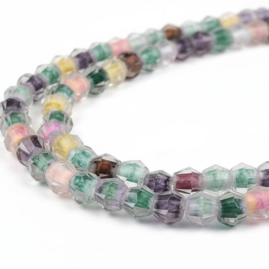 Strand of Mixed Colour Glass Beads - 4mm