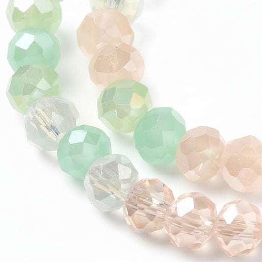 Strand of Electroplate Mixed Colour Glass Beads - 4mm